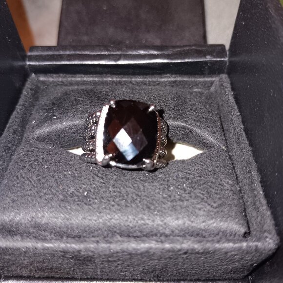 David Yurman Sterling Silver Wheaton Ring 16x12mm Black Onyx and Diamonds Size 6 - Picture 7 of 7